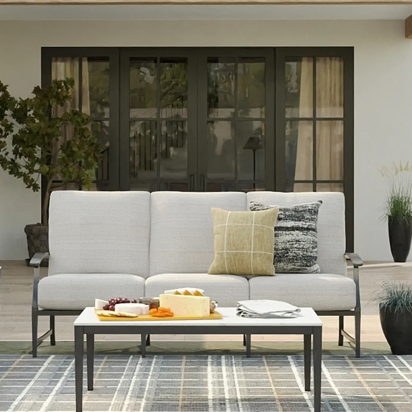 Hot Monterey Outdoor Living Set 2pc Set: Outdoor Sofa & Glider Loveseat Outdoor Furniture Sets