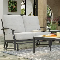 Hot Monterey Outdoor Living Set 2pc Set: Outdoor Sofa & Glider Loveseat Outdoor Furniture Sets