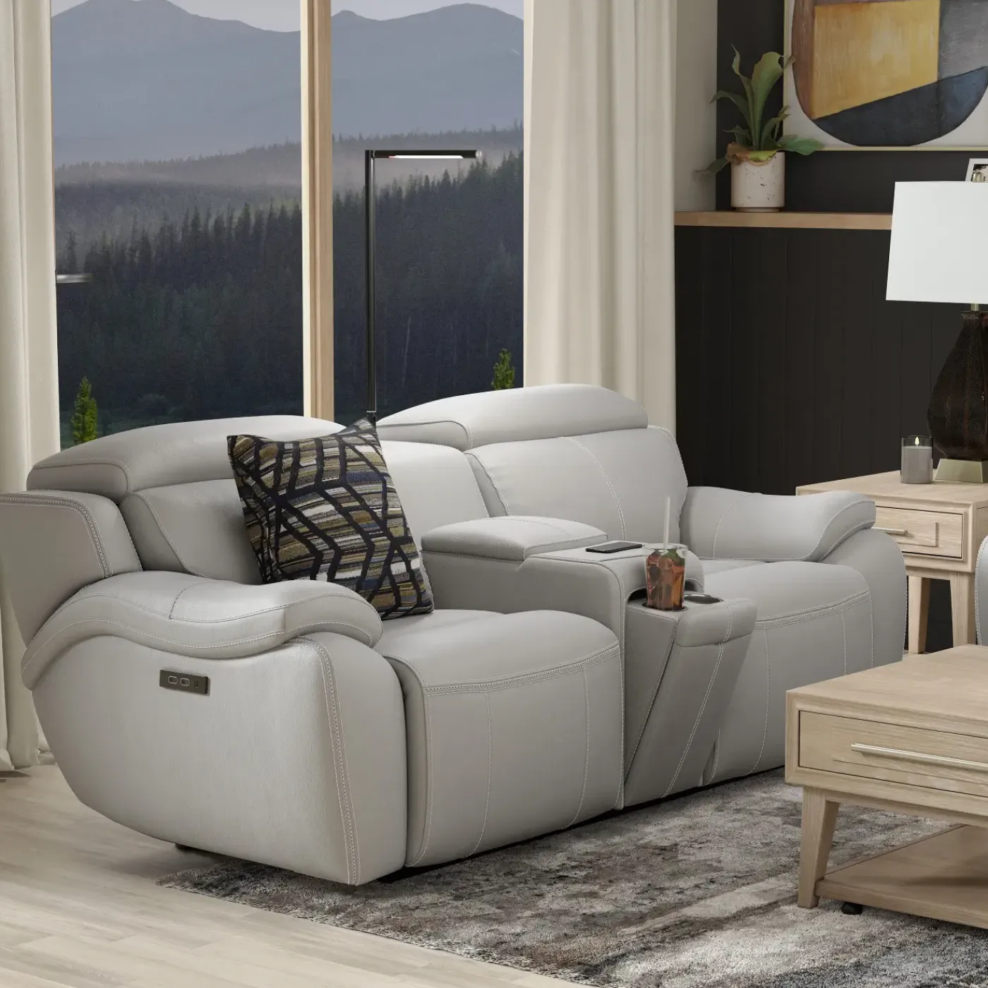 Best Nixon-New! Leather Power Loveseat Loveseats