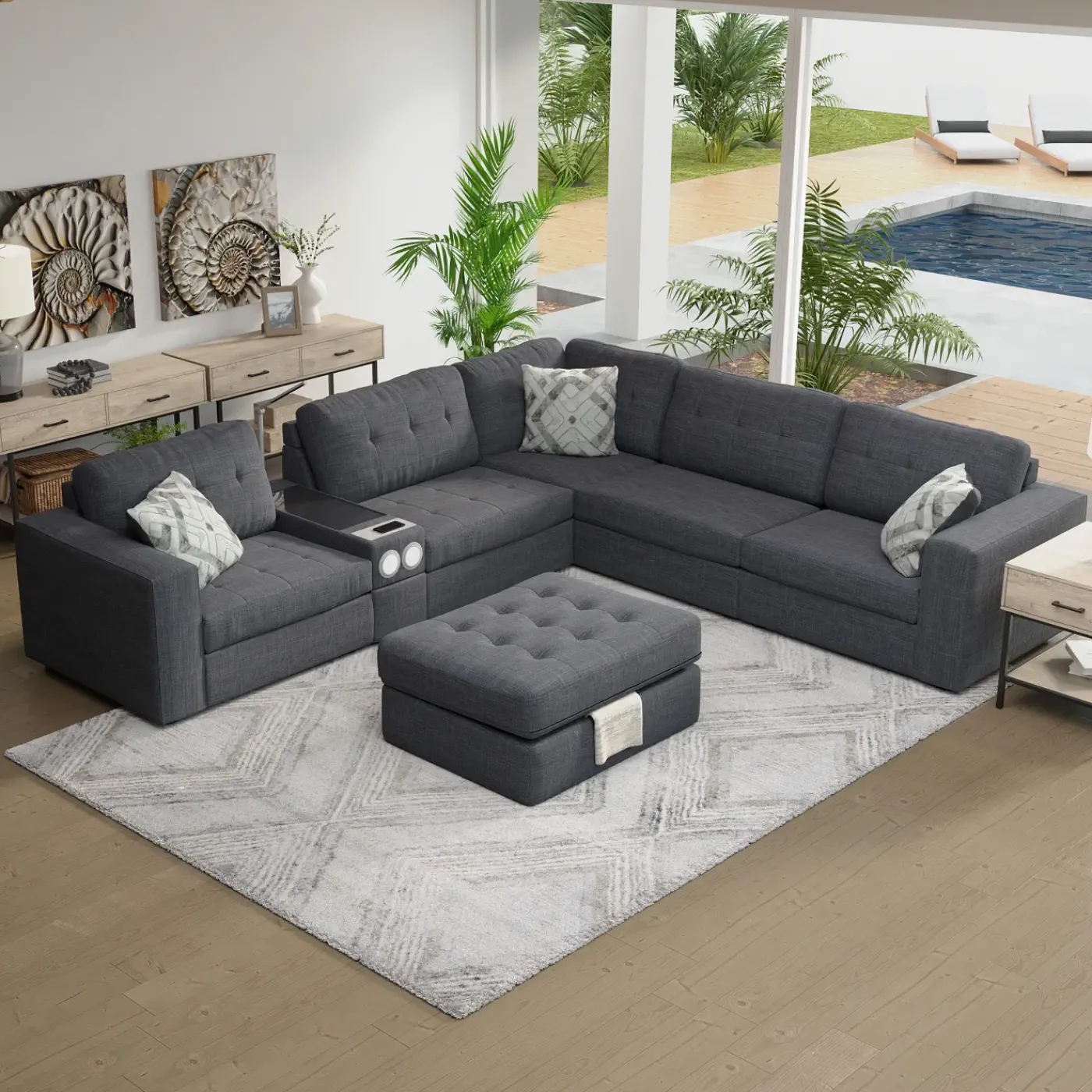New Options One 6pc Sectional Living Room Sets|Sectionals