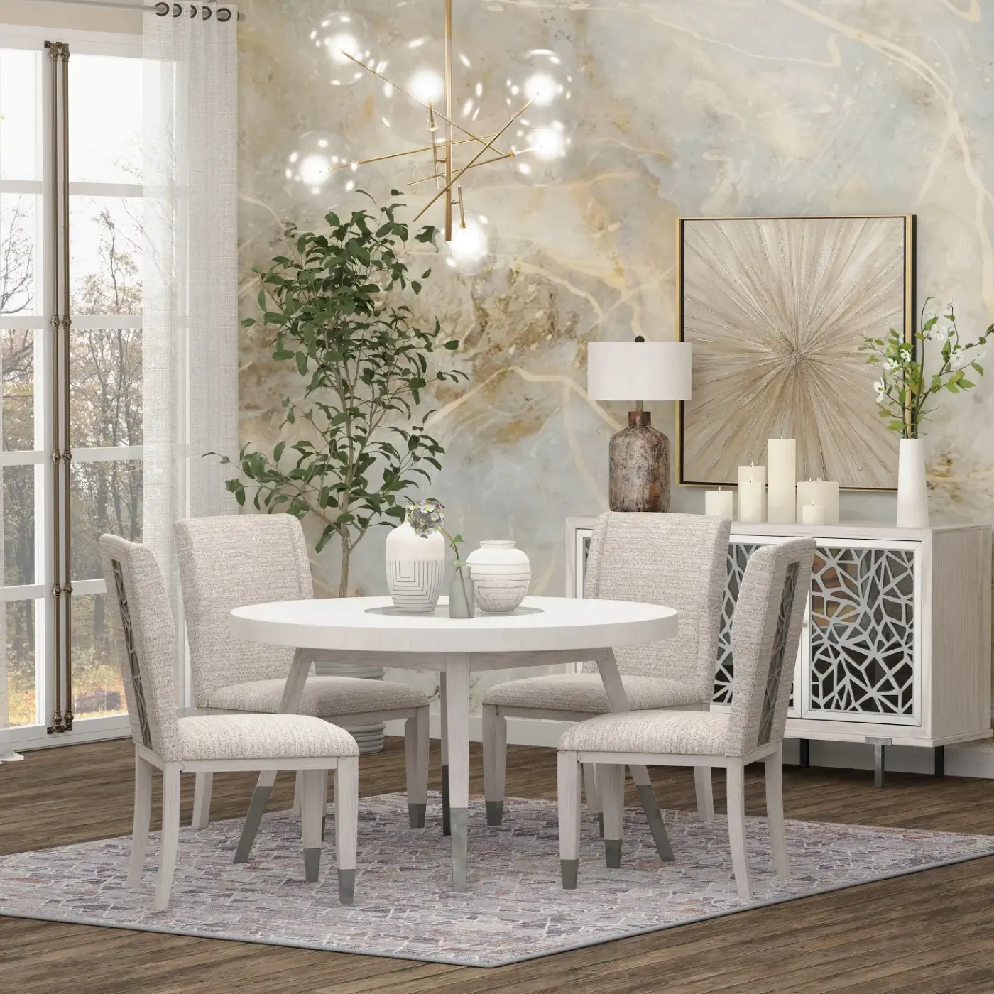 Clearance Paramount White Round Dining Set Dining Room Sets