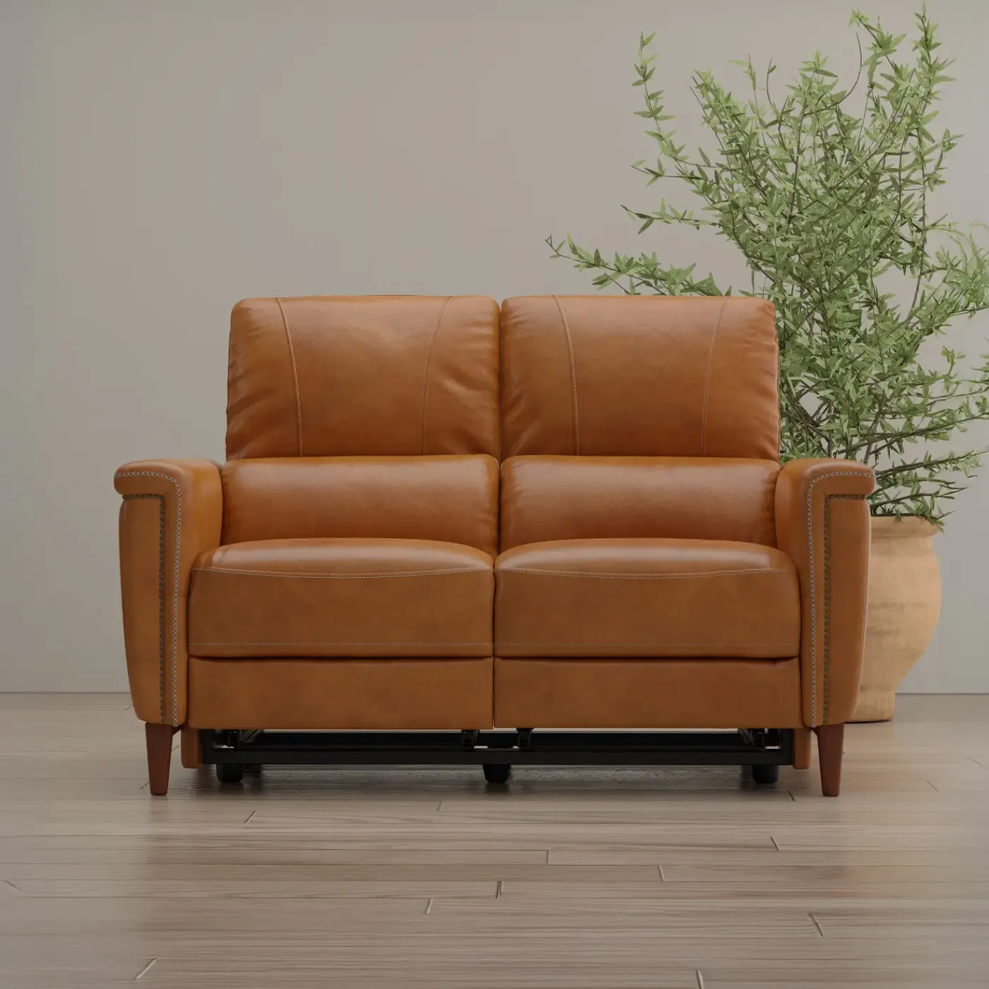 Discount Remy Leather Power Reclining Loveseat with Power Headrests Loveseats|Reclining Furniture