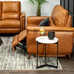 Hot Remy Leather Power Reclining Sofa & Power Reclining Loveseat with Power Headrests Living Room Sets