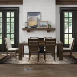 Online Riley 7pc Dining Set: Extendable Table, 2 Upholstered Chairs & 4 Slat Back Chairs Dining Room Sets