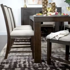 Best Riley 9pc Dining Set: Extendable Table, 2 Upholstered Chairs & 6 Slat Back Chairs Dining Room Sets
