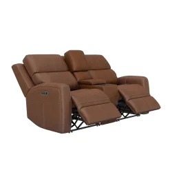 Hot Riverdale Zero G Leather Power Loveseat with Console Loveseats