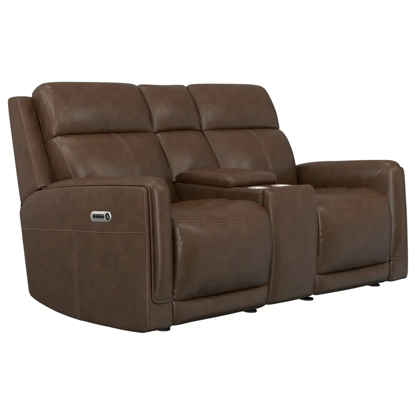 Hot Royale Leather Power Glider Loveseat with Console Loveseats|Living Room