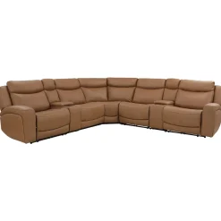 Sale Ryder 7pc Power Leather Sectional with Heat & Massage Living Room Sets