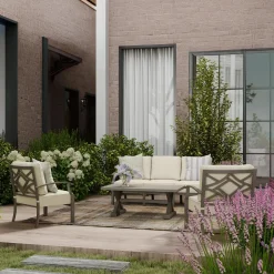 Hot Saint Lucia Outdoor Seating Set-New! 3pc Set: Sofa & 2 Club Chairs Outdoor Seating|Outdoor Furniture Sets