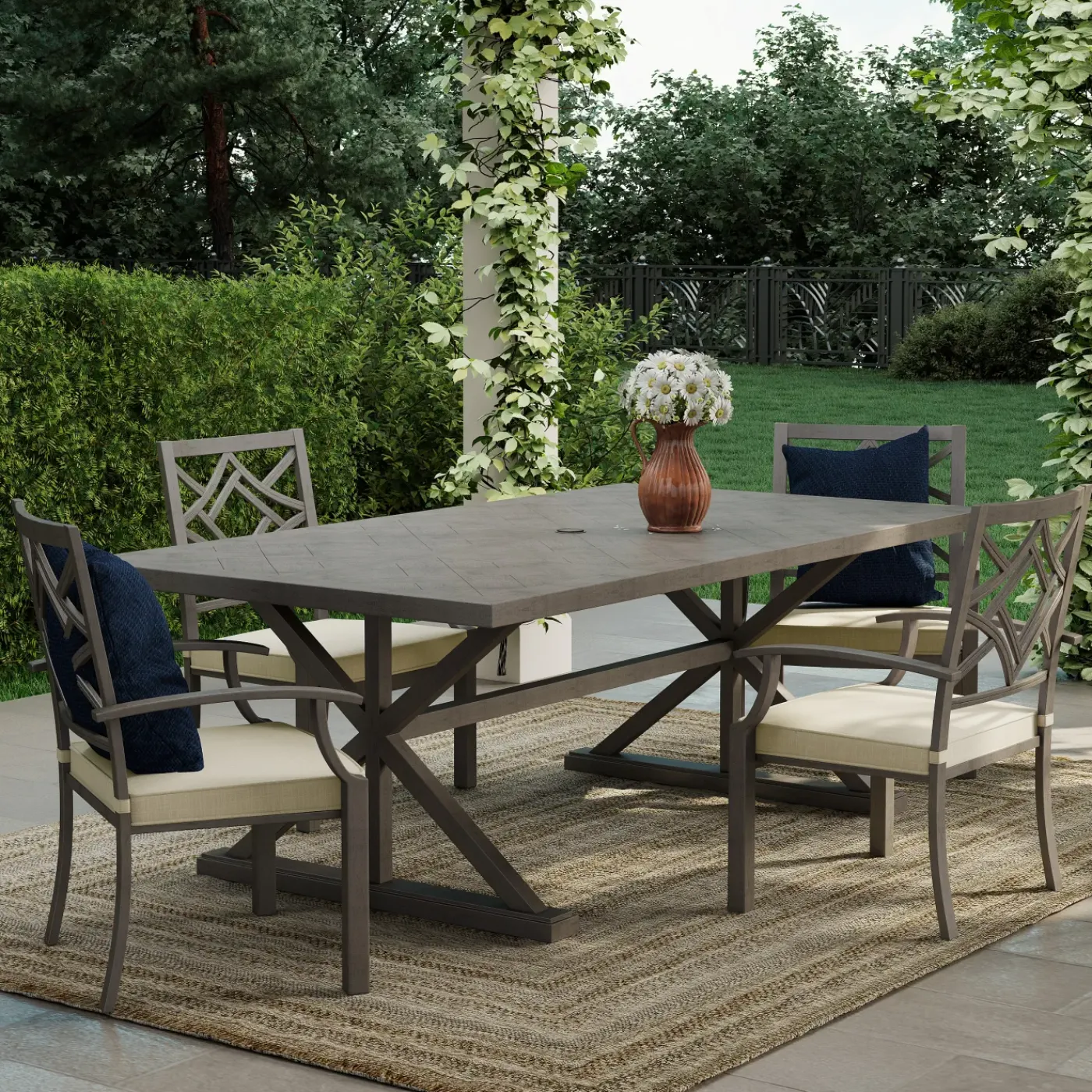 Clearance Saint Lucia 5pc Dining Set: Table & 4 Armchairs Outdoor Dining|Outdoor Furniture Sets