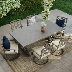 Sale Saint Lucia 7pc Dining Set: Table & 6 Swivel Armchairs Outdoor Dining|Outdoor Furniture Sets