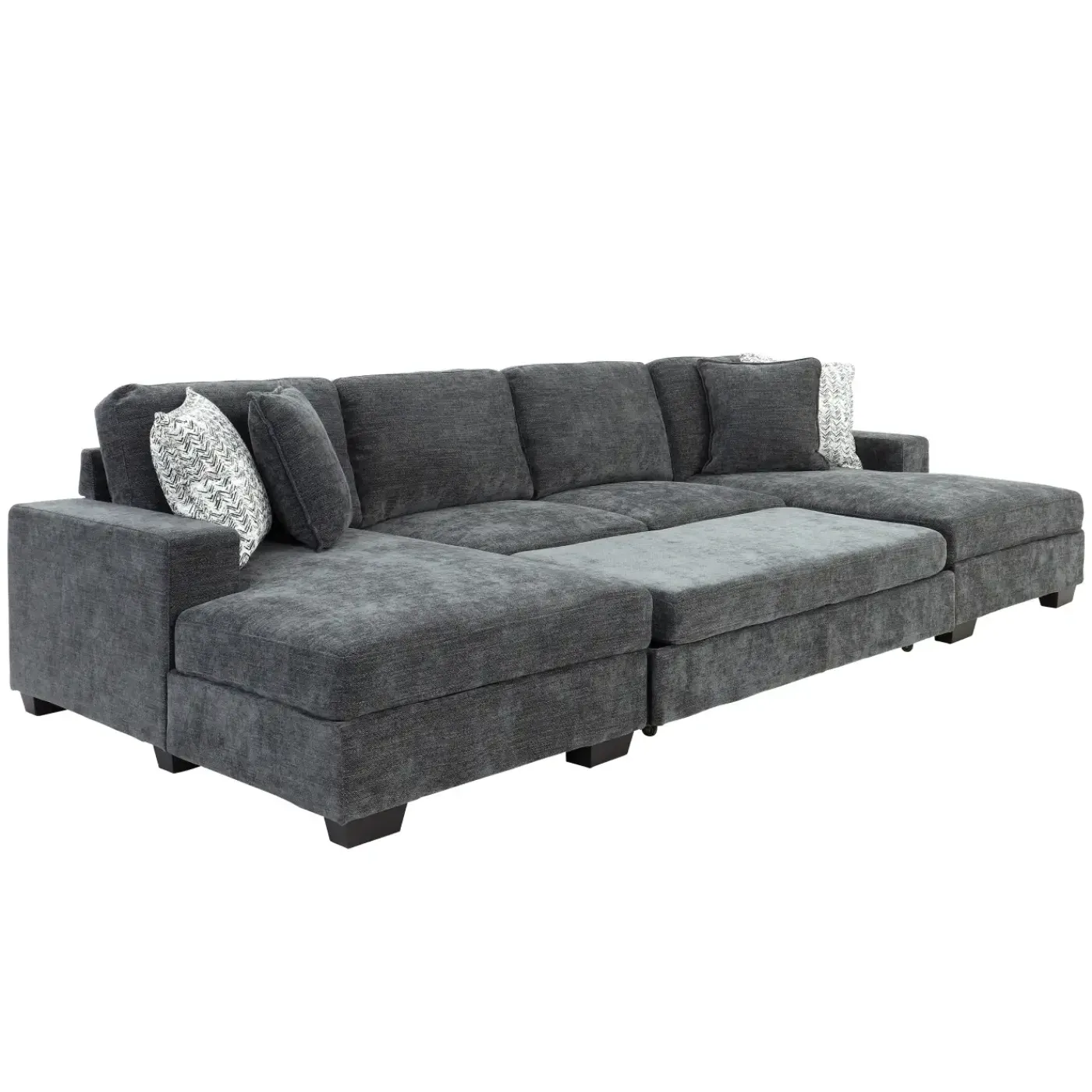Discount Slumber 3pc Double Storage Chaise Sleeper Sectional Living Room Sets|Sectionals