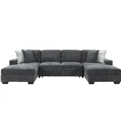 Discount Slumber 3pc Double Storage Chaise Sleeper Sectional Living Room Sets|Sectionals