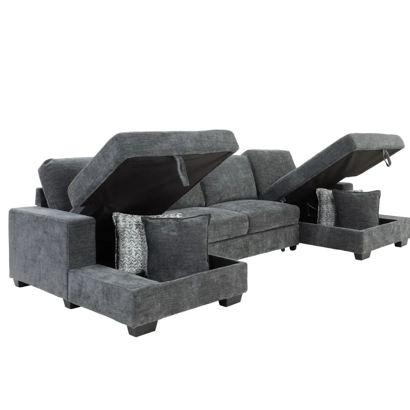 Discount Slumber 3pc Double Storage Chaise Sleeper Sectional Living Room Sets|Sectionals
