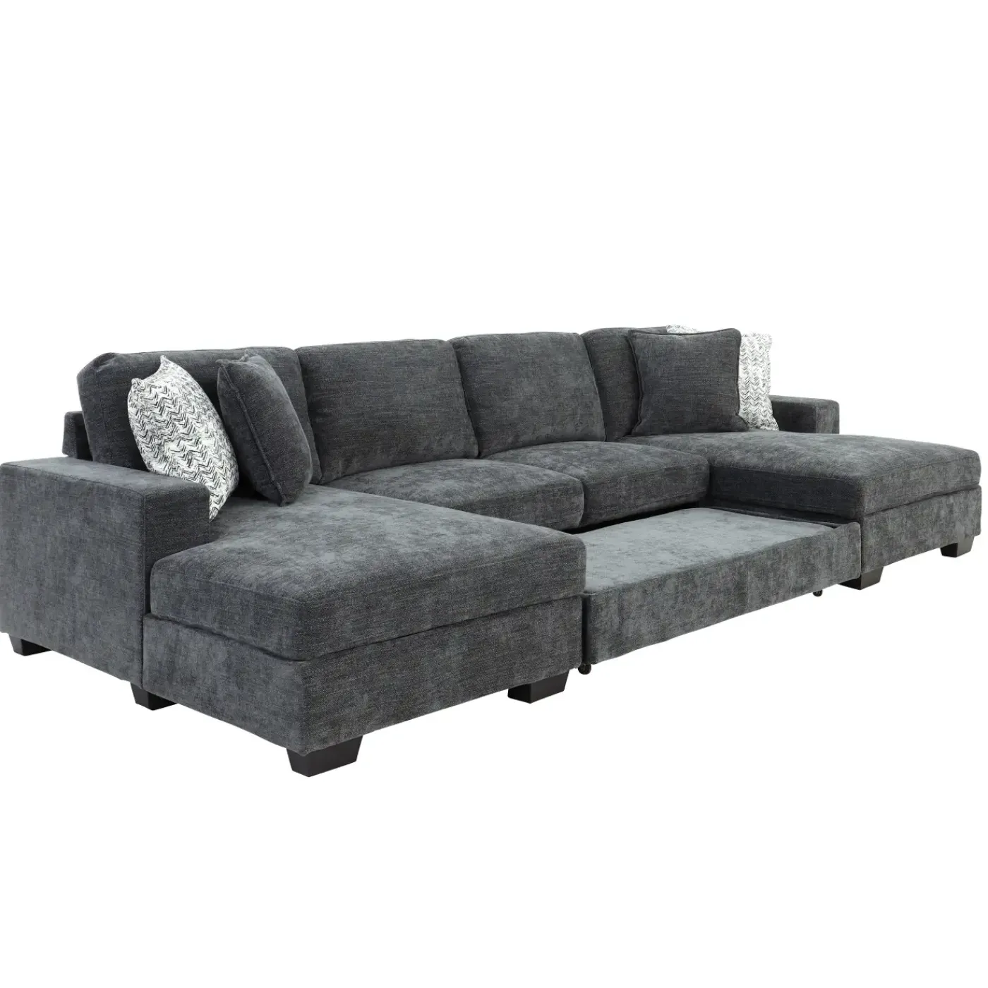 Discount Slumber 3pc Double Storage Chaise Sleeper Sectional Living Room Sets|Sectionals