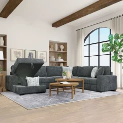 Sale Slumber 4pc Sleeper Sectional with LAF Storage Chaise Living Room Sets|Sectionals