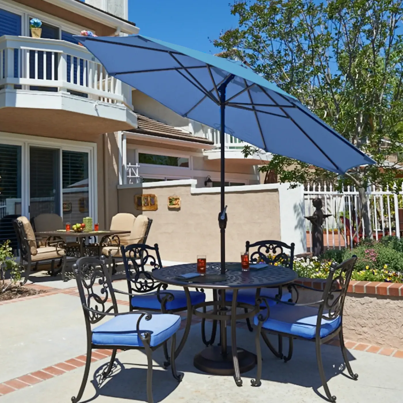 Outlet St. Lucia 9' Round Auto-Tilt Umbrella Outdoor Umbrellas