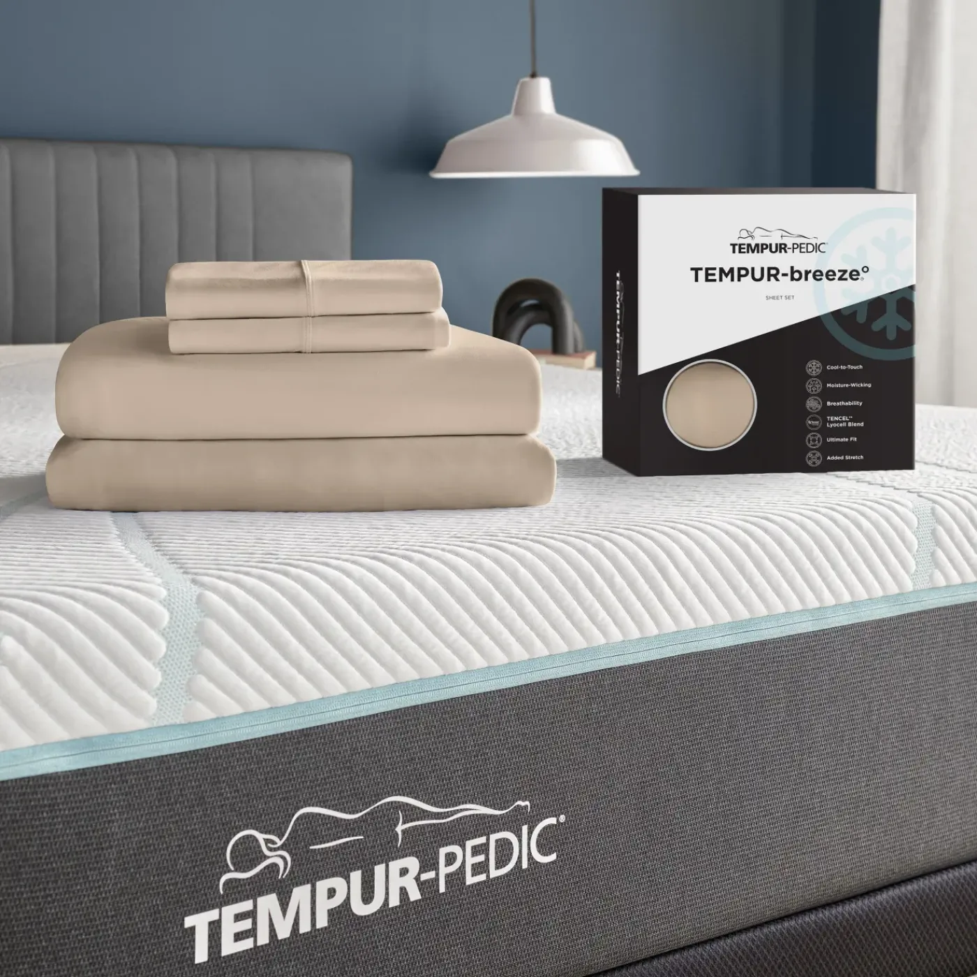 Online Tempur Breeze Cooling Sand Sheet Set Sheets & Mattress Protectors