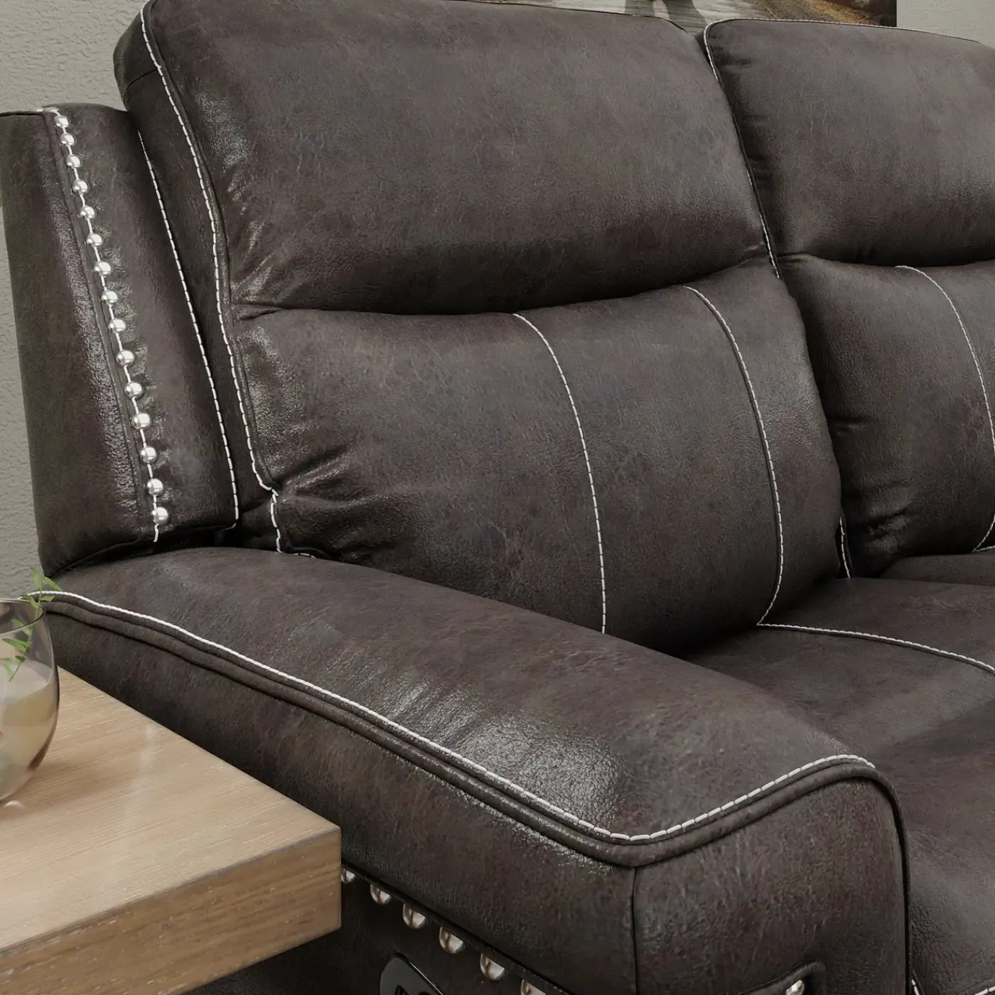 Triplex Power Reclining Console Loveseat Reclining Furniture