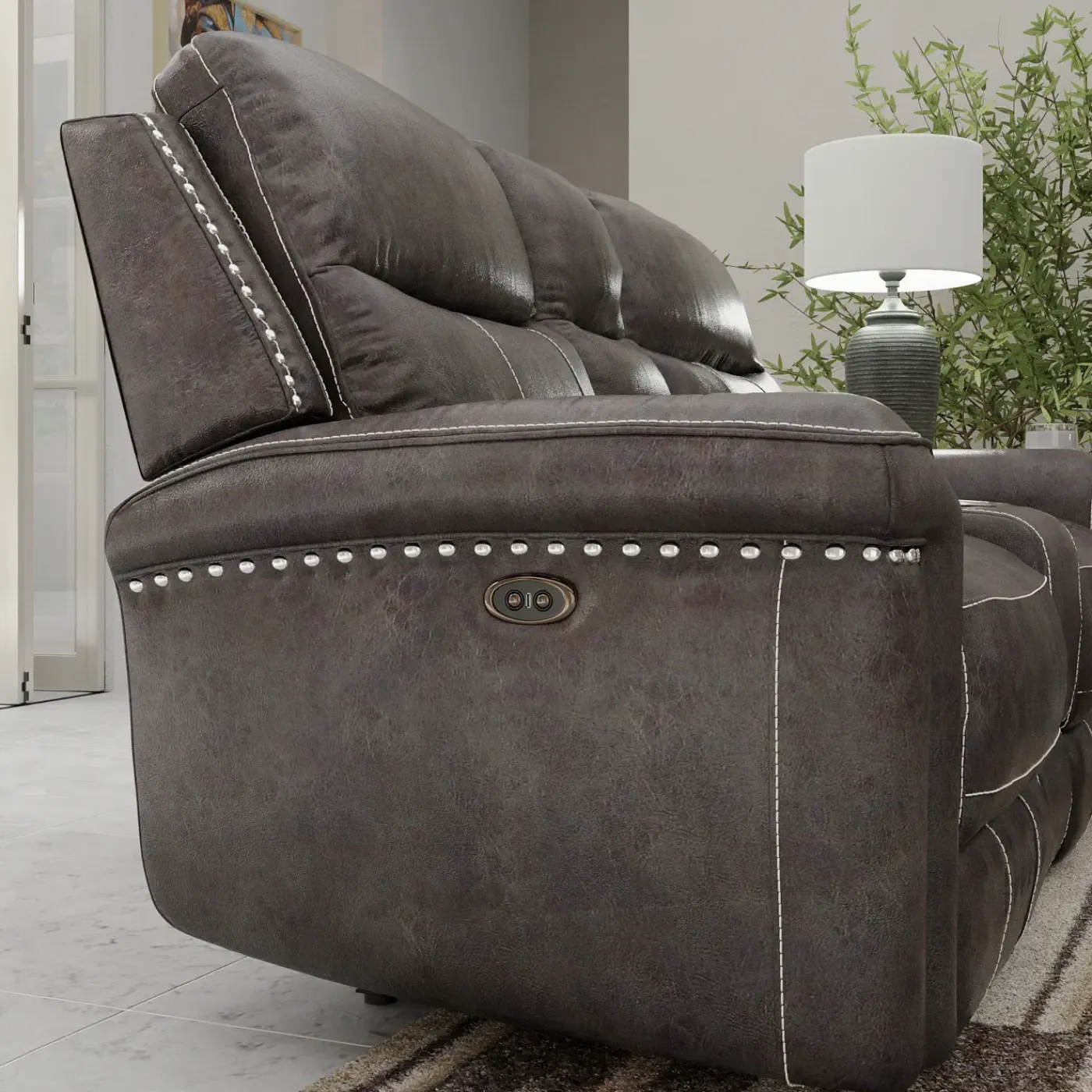 Triplex Power Reclining Living Room Set-Gray Living Room Sets