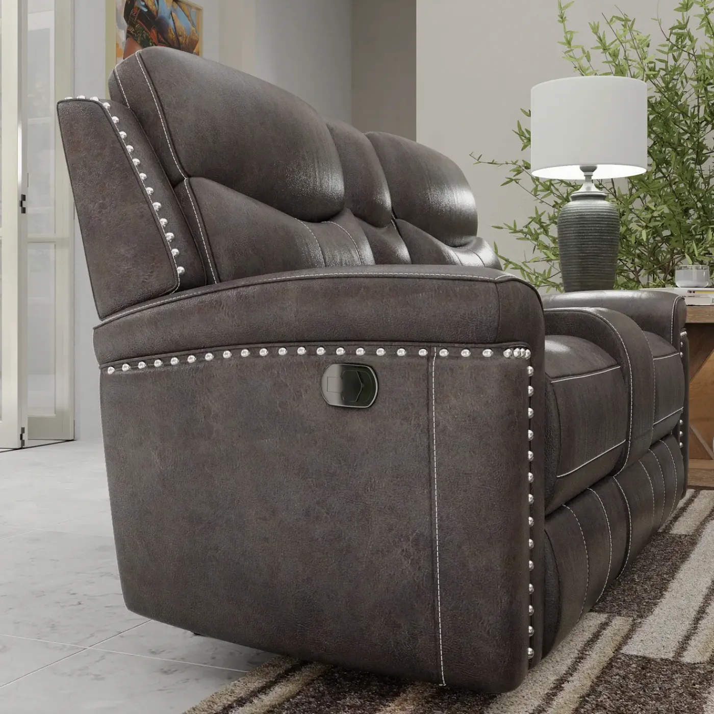 Triplex Reclining Console Loveseat Reclining Furniture