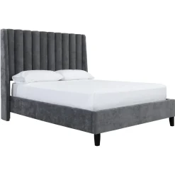 Clearance Wren Dark Upholstered Bed Queen Beds|Kids Beds & Headboards