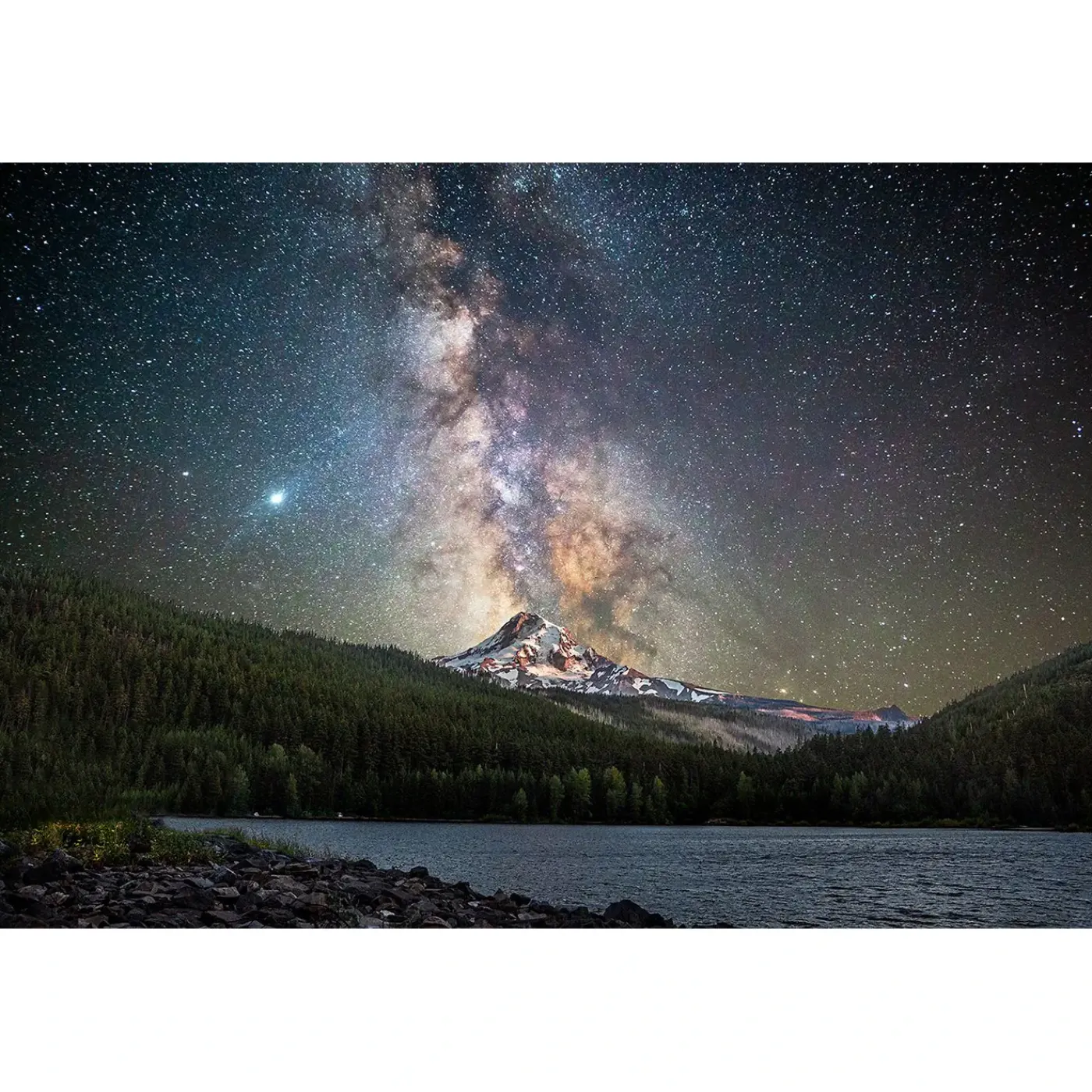 New 60" x 40" Starry Mountain Glass Wall Art Wall Art