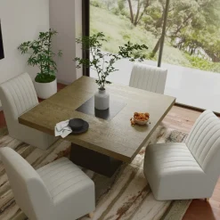 Sale Zander 5pc Dining Set: Table & 4 Upholstered Side Chairs Dining Room Sets