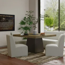 Zander 5pc Dining Set: Table, 3 Upholstered Side Chairs & Bench Dining Room Sets
